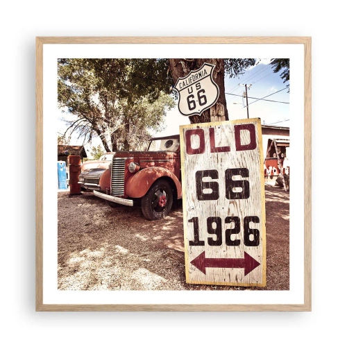 Plakat i ramme af lyst egetræ - En legende om det amerikanske landskab - 60x60 cm
