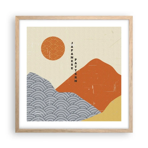 Plakat i ramme af lyst egetræ - I den japanske ånd - 50x50 cm