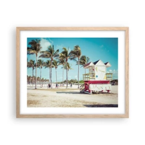 Plakat i ramme af lyst egetræ - En smuk dag foran dig - 50x40 cm