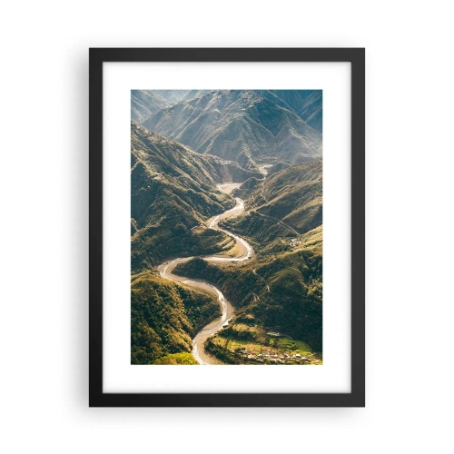 Plakat i sort ramme - Direkte fra hjertet af bjergene - 30x40 cm